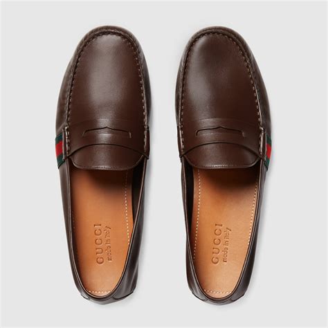 gucci leather red driving moccasins|Gucci leather driver with web.